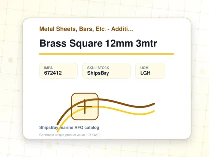 Brass Square 12mm 3mtr - Metal Sheets, Bars, Etc. - Additional Items - IMPA 672412 - UOM LGH