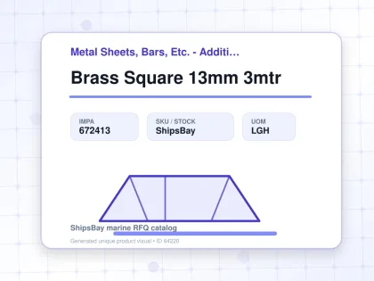 Brass Square 13mm 3mtr - Metal Sheets, Bars, Etc. - Additional Items - IMPA 672413 - UOM LGH