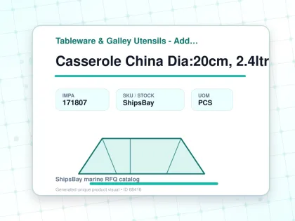 Casserole China Dia:20cm, 2.4ltr - Tableware & Galley Utensils - Additional Items - IMPA 171807 - UOM PCS