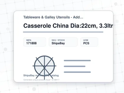 Casserole China Dia:22cm, 3.3ltr - Tableware & Galley Utensils - Additional Items - IMPA 171808 - UOM PCS