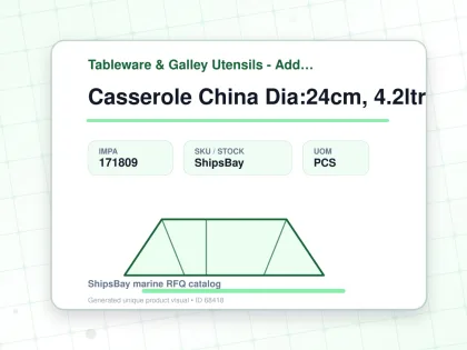 Casserole China Dia:24cm, 4.2ltr - Tableware & Galley Utensils - Additional Items - IMPA 171809 - UOM PCS
