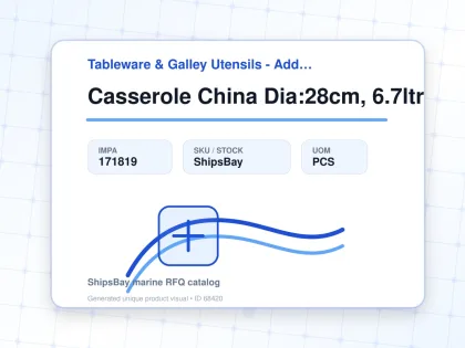 Casserole China Dia:28cm, 6.7ltr - Tableware & Galley Utensils - Additional Items - IMPA 171819 - UOM PCS