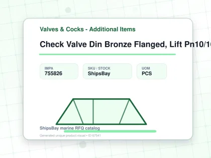 Check Valve Din Bronze Flanged, Lift Pn10/16 Angle #497 20mm - Valves & Cocks - Additional Items - IMPA 755826 - UOM PCS