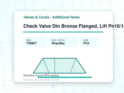 Check Valve Din Bronze Flanged, Lift Pn10/16 Angle #497 25mm - Valves & Cocks - Additional Items - IMPA 755827 - UOM PCS