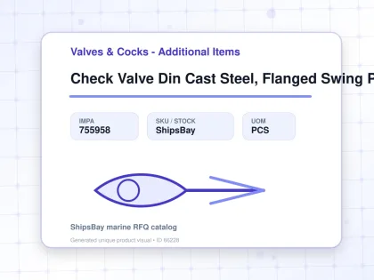 Check Valve Din Cast Steel, Flanged Swing Pn16 #109 Dn 200 - Valves & Cocks - Additional Items - IMPA 755958 - UOM PCS