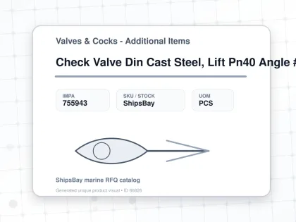 Check Valve Din Cast Steel, Lift Pn40 Angle #96 Dn 100 - Valves & Cocks - Additional Items - IMPA 755943 - UOM PCS