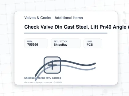 Check Valve Din Cast Steel, Lift Pn40 Angle #96 Dn 300 - Valves & Cocks - Additional Items - IMPA 755996 - UOM PCS