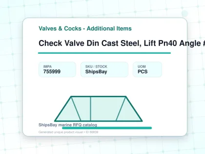 Check Valve Din Cast Steel, Lift Pn40 Angle #96 Dn 500 - Valves & Cocks - Additional Items - IMPA 755999 - UOM PCS