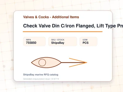 Check Valve Din C/iron Flanged, Lift Type Pn16 #77 Dn 125 - Valves & Cocks - Additional Items - IMPA 755850 - UOM PCS