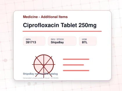 Ciprofloxacin Tablet 250mg - Medicine - Additional Items - IMPA 391713 - UOM BTL