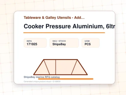 Cooker Pressure Aluminium, 6ltr - Tableware & Galley Utensils - Additional Items - IMPA 171925 - UOM PCS