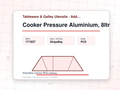 Cooker Pressure Aluminium, 8ltr - Tableware & Galley Utensils - Additional Items - IMPA 171937 - UOM PCS