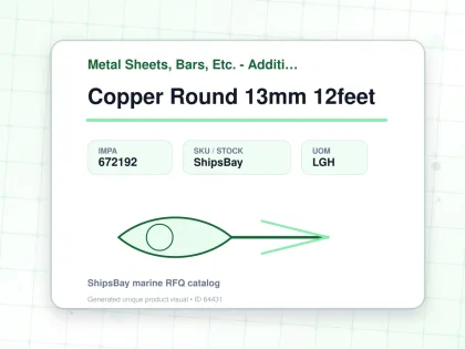 Copper Round 13mm 12feet - Metal Sheets, Bars, Etc. - Additional Items - IMPA 672192 - UOM LGH