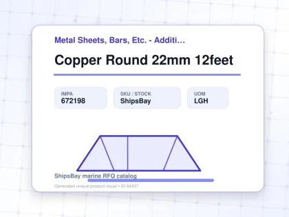 Copper Round 22mm 12feet - Metal Sheets, Bars, Etc. - Additional Items - IMPA 672198 - UOM LGH