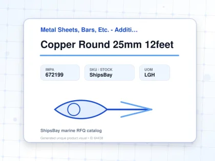 Copper Round 25mm 12feet - Metal Sheets, Bars, Etc. - Additional Items - IMPA 672199 - UOM LGH