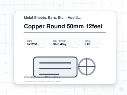 Copper Round 50mm 12feet - Metal Sheets, Bars, Etc. - Additional Items - IMPA 672231 - UOM LGH