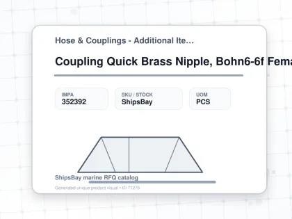 Coupling Quick Brass Nipple, Bohn6-6f Female Rc3/8 No Valve - Hose & Couplings - Additional Items - IMPA 352392 - UOM PCS