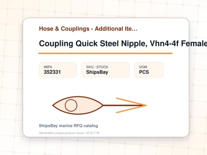 Coupling Quick Steel Nipple, Vhn4-4f Female Rc1/4 W/valve - Hose & Couplings - Additional Items - IMPA 352331 - UOM PCS