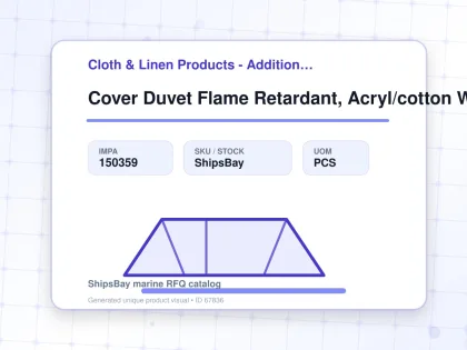 Cover Duvet Flame Retardant, Acryl/cotton White 1850x2400mm - Cloth & Linen Products - Additional Items - IMPA 150359 - UOM PCS