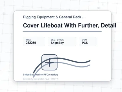 Cover Lifeboat With Further, Detail - Rigging Equipment & General Deck Items - Additional Items - IMPA 232259 - UOM PCS
