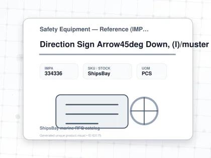 Direction Sign Arrow45deg Down, (l)/muster Station 100x300mm - Safety Equipment — Reference (IMPA) - IMPA 334336 - UOM PCS