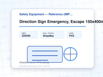 Direction Sign Emergency, Escape 150x400mm - Safety Equipment — Reference (IMPA) - IMPA 334345 - UOM PCS