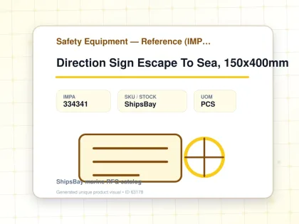Direction Sign Escape To Sea, 150x400mm - Safety Equipment — Reference (IMPA) - IMPA 334341 - UOM PCS