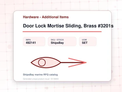 Door Lock Mortise Sliding, Brass #3201s - Hardware - Additional Items - IMPA 492141 - UOM SET