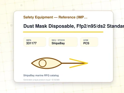 Dust Mask Disposable, Ffp2/n95/ds2 Standard - Safety Equipment — Reference (IMPA) - IMPA 331177 - UOM PCS