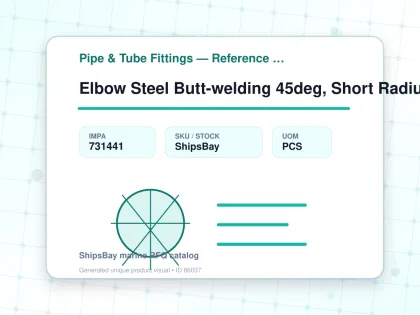 Elbow Steel Butt-welding 45deg, Short Radius H.p. Sch-40 250a - Pipe & Tube Fittings — Reference (IMPA) - IMPA 731441 - UOM PCS