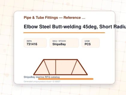 Elbow Steel Butt-welding 45deg, Short Radius H.p. Sch-40 32a - Pipe & Tube Fittings — Reference (IMPA) - IMPA 731416 - UOM PCS