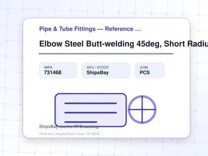 Elbow Steel Butt-welding 45deg, Short Radius H.p. Sch-80 250a - Pipe & Tube Fittings — Reference (IMPA) - IMPA 731468 - UOM PCS
