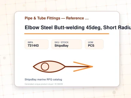 Elbow Steel Butt-welding 45deg, Short Radius H.p. Sch-80 32a - Pipe & Tube Fittings — Reference (IMPA) - IMPA 731443 - UOM PCS