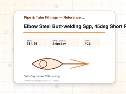 Elbow Steel Butt-welding Sgp, 45deg Short Radius 90a - Pipe & Tube Fittings — Reference (IMPA) - IMPA 731136 - UOM PCS