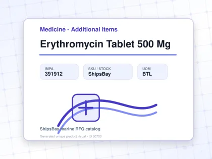 Erythromycin Tablet 500 Mg - Medicine - Additional Items - IMPA 391912 - UOM BTL
