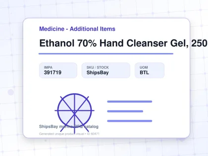 Ethanol 70% Hand Cleanser Gel, 250ml - Medicine - Additional Items - IMPA 391719 - UOM BTL