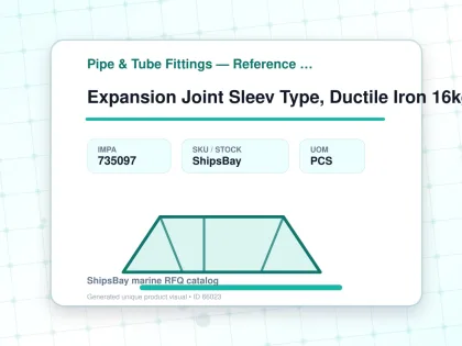 Expansion Joint Sleev Type, Ductile Iron 16kg 200mm L544mm - Pipe & Tube Fittings — Reference (IMPA) - IMPA 735097 - UOM PCS