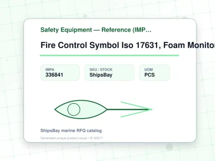 Fire Control Symbol Iso 17631, Foam Monitor 150x150mm - Safety Equipment — Reference (IMPA) - IMPA 336841 - UOM PCS