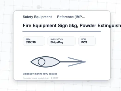 Fire Equipment Sign 5kg, Powder Extinguisher 150x150mm - Safety Equipment — Reference (IMPA) - IMPA 336090 - UOM PCS