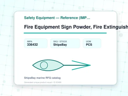 Fire Equipment Sign Powder, Fire Extinguisher 200x100mm - Safety Equipment — Reference (IMPA) - IMPA 336432 - UOM PCS