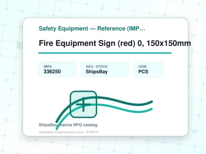 Fire Equipment Sign (red) 0, 150x150mm - Safety Equipment — Reference (IMPA) - IMPA 336250 - UOM PCS