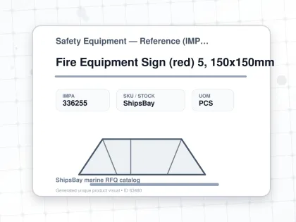Fire Equipment Sign (red) 5, 150x150mm - Safety Equipment — Reference (IMPA) - IMPA 336255 - UOM PCS