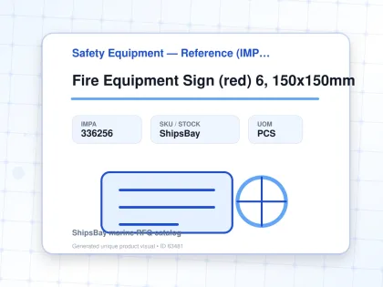 Fire Equipment Sign (red) 6, 150x150mm - Safety Equipment — Reference (IMPA) - IMPA 336256 - UOM PCS