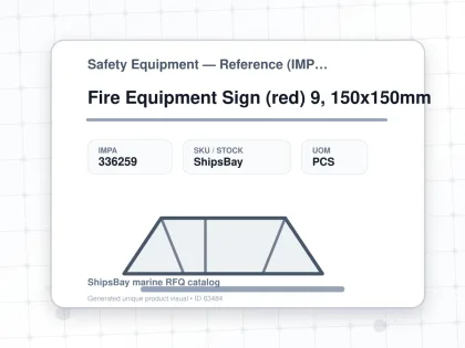 Fire Equipment Sign (red) 9, 150x150mm - Safety Equipment — Reference (IMPA) - IMPA 336259 - UOM PCS