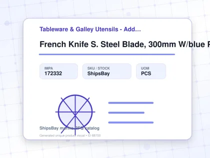 French Knife S. Steel Blade, 300mm W/blue Plastic Handle - Tableware & Galley Utensils - Additional Items - IMPA 172332 - UOM PCS