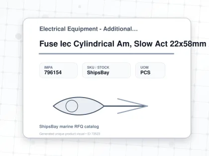 Fuse Iec Cylindrical Am, Slow Act 22x58mm Ac690v 80a - Electrical Equipment - Additional Items - IMPA 796154 - UOM PCS