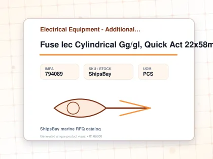 Fuse Iec Cylindrical Gg/gl, Quick Act 22x58mm Ac690v 80a - Electrical Equipment - Additional Items - IMPA 794089 - UOM PCS