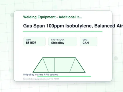 Gas Span 100ppm Isobutylene, Balanced Air 110ltr - Welding Equipment - Additional Items - IMPA 851507 - UOM CAN