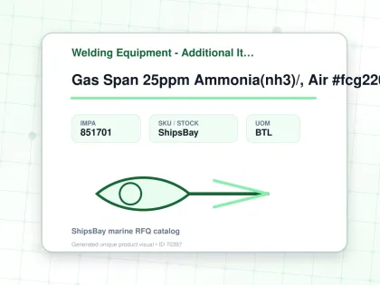 Gas Span 25ppm Ammonia(nh3)/, Air #fcg22000 58ltr - Welding Equipment - Additional Items - IMPA 851701 - UOM BTL
