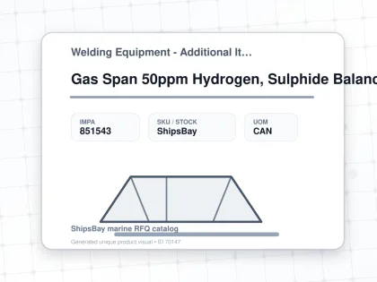 Gas Span 50ppm Hydrogen, Sulphide Balance Nitrogen 20lt - Welding Equipment - Additional Items - IMPA 851543 - UOM CAN